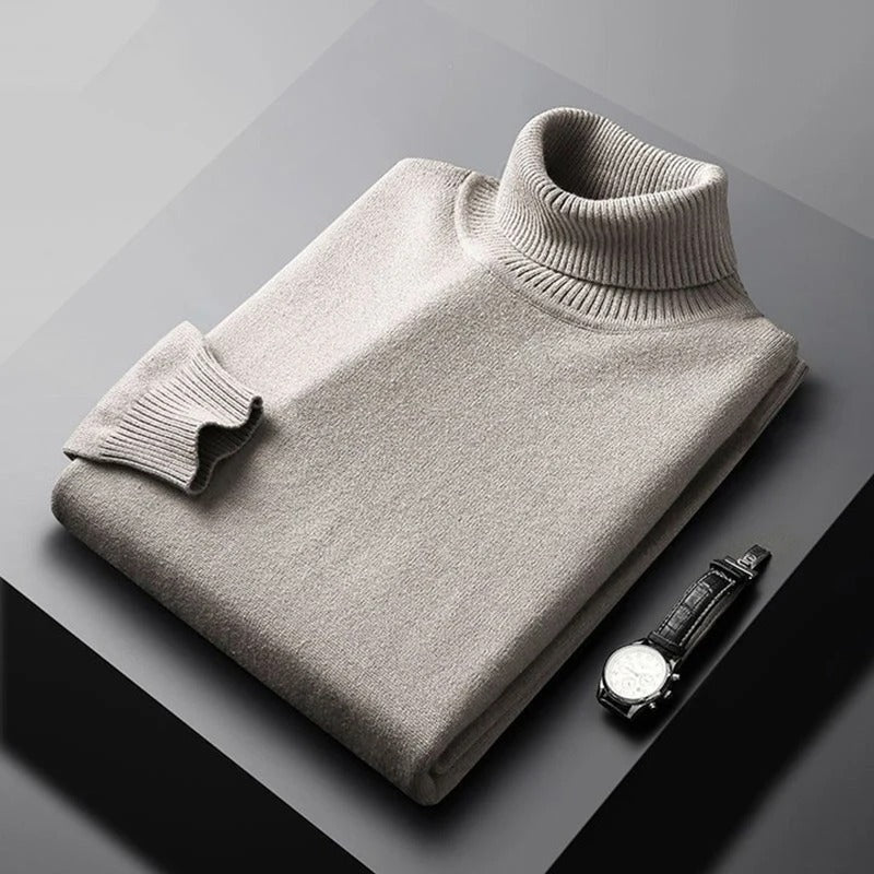 Mäns Turtleneck Klassisk Design Mjuk Bomullsblandning