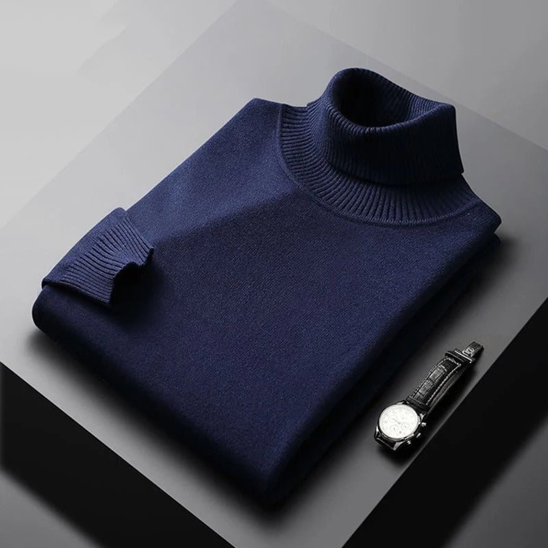 Mäns Turtleneck Klassisk Design Mjuk Bomullsblandning