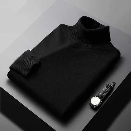 Mäns Turtleneck Klassisk Design Mjuk Bomullsblandning