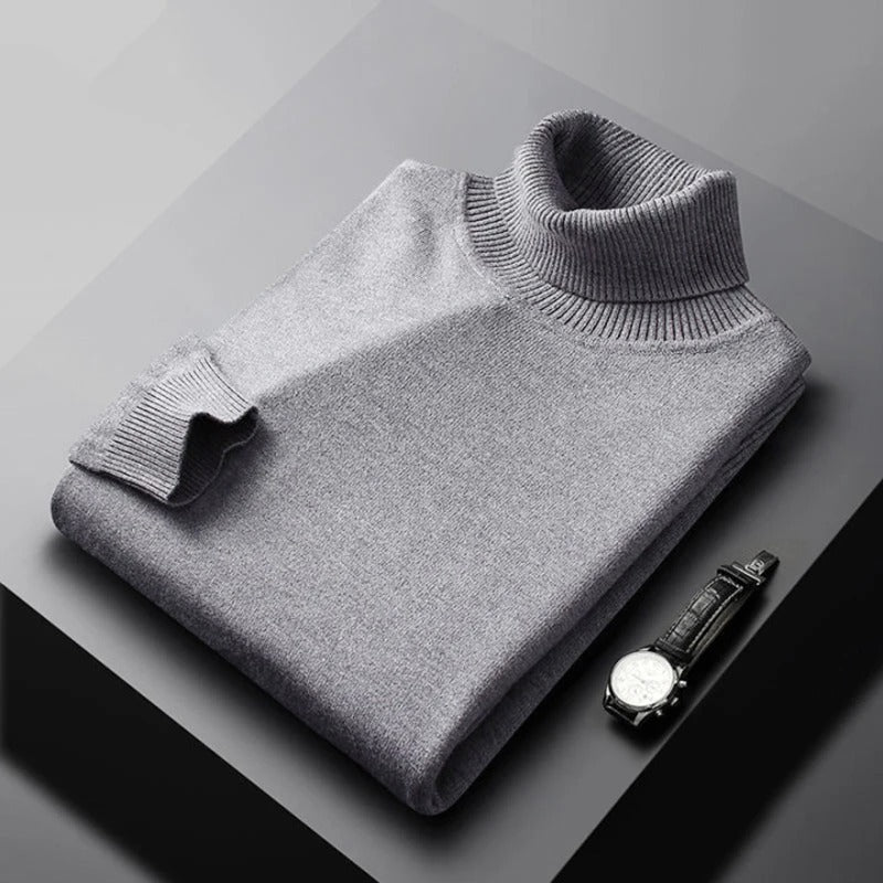 Mäns Turtleneck Klassisk Design Mjuk Bomullsblandning
