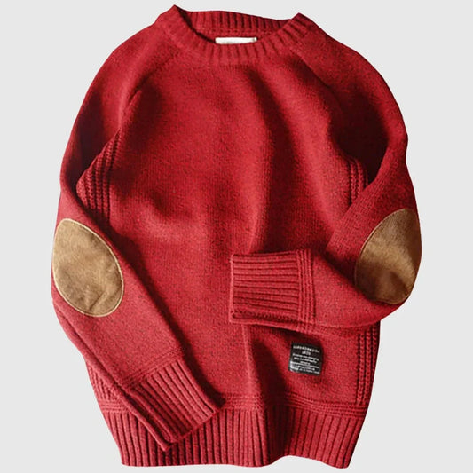 Rundhalsad Tröja Med Patchwork För Herr | Perfekt för Höst/Vinter