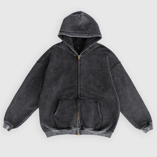 Loose Fit Wash Zip Up Hoodie